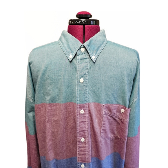 Eddie Bauer Color Block Shirt Blue Green Red Mens Outdoors 100% Cotton XXLT - Picture 6 of 14